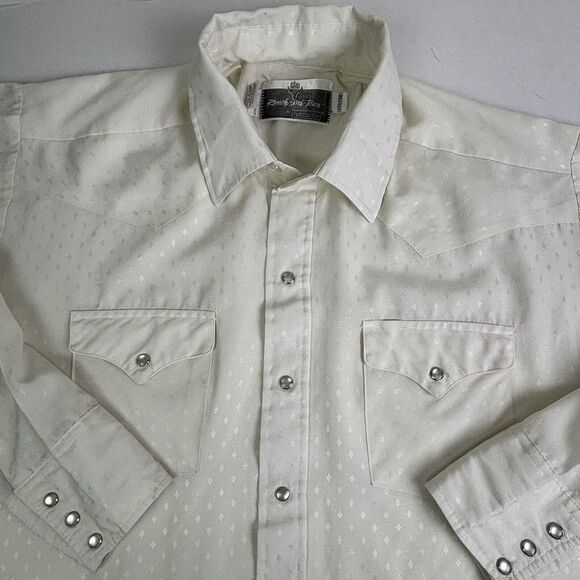 Panhandle Ranch & Town Slim Shirt White‎ Western Pearl Snap Men's 17.5 /36 EUC - Picture 1 of 9